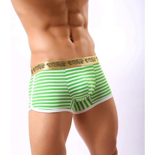 Male Striped Underwear Men Boxers Low Rise Underpants cuecas U Pouch Bulge Trunks Male Short Panties Breathable Boxer Shorts