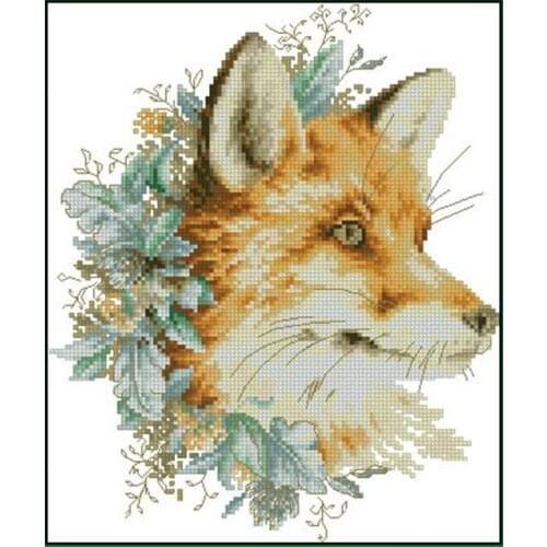 Wreath Fox Animal Cross Stitch Kits Top Quality Embroidery Needlework 14CT Unprinted DIY Handmade Art Decor