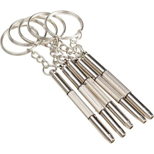 5Pcs/Set 3 in 1 Protable Eyeglass Screwdriver Set for Sunglass Glasses Watch Repair Tool Kit with Keychain Screwdrivers