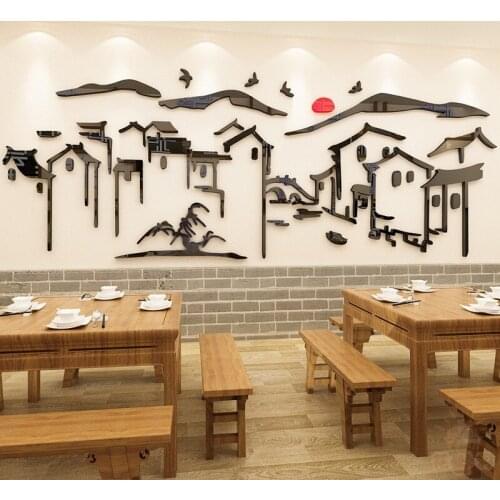 WS148 Hotel wall decoration acrylic wall painting 3D background wall layout of Chinese fengke restaurant in Jiangnan Water Town