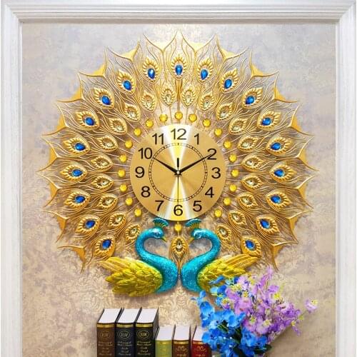Peacock Wall Clock Living Room Home Fashion Creative Clock Mute Simple Decorative Wall Clock European Clock 3d wall clock