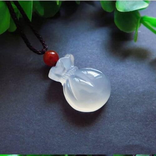 Natural chalcedony bag PENDANT HANDMADE pendant accessories Jade necklace to attract money Nafu boutique jewelry necklace pendan