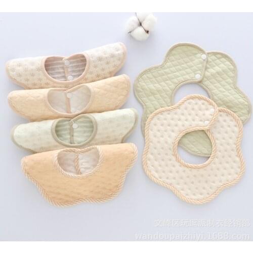 Newborn Baby Color Cotton Simple Cotton Warm Saliva Towel Bib 360 Degree Baby Petal Bib Male and Female Baby Feeding Apron Bib