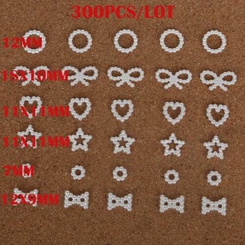 New Fashion 300pcs Ivory Beads Plastic ABS Imitation Bow Heart Star Pearl Beads for DIY Jewelry Craft Making