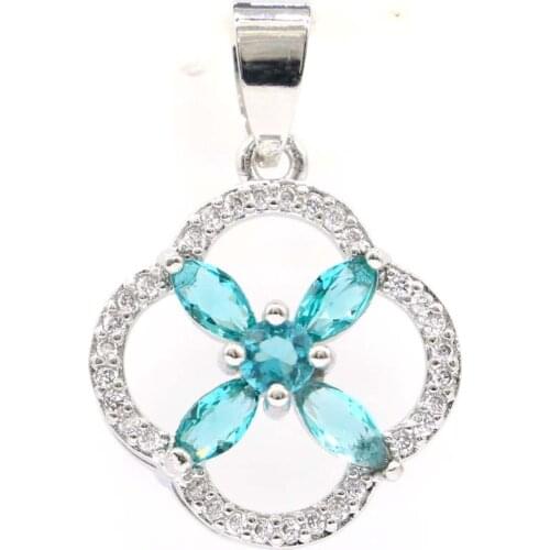 29x20mm New Statement Rich Blue Aquamarine Violet Tanzanite CZ Women Dating 925 Sterling Silver Pendant