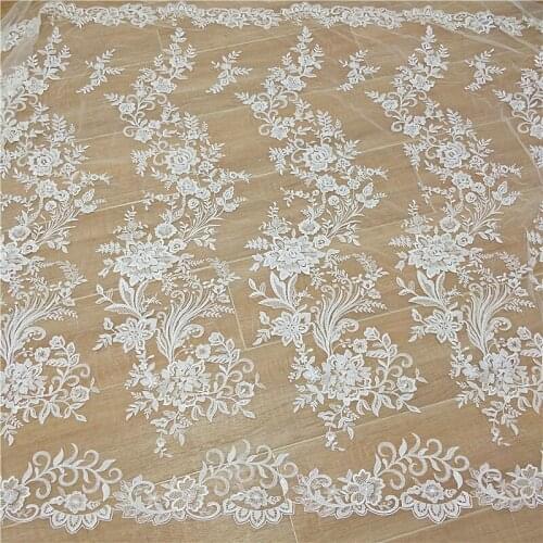 New large flower leaf lace tissu Embroidered lace fabric Wedding dress production DIY fabrics