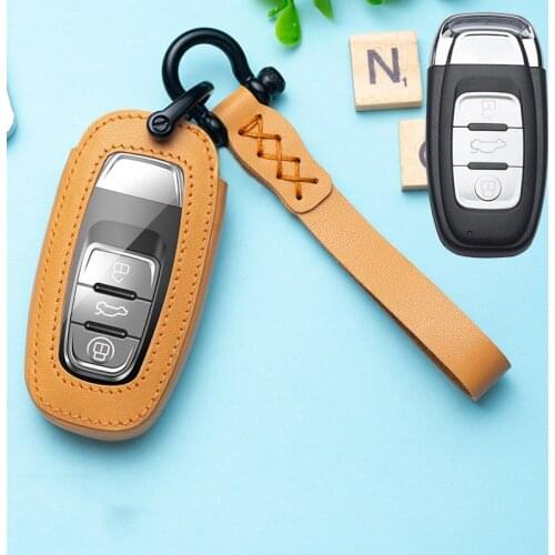 New Leather Key Cover for Car for Audi A4 A4L A5 S5 A6 Q5 SQ5 Fob 3 buttons Car Keychain Car Accessories Protect Key Case