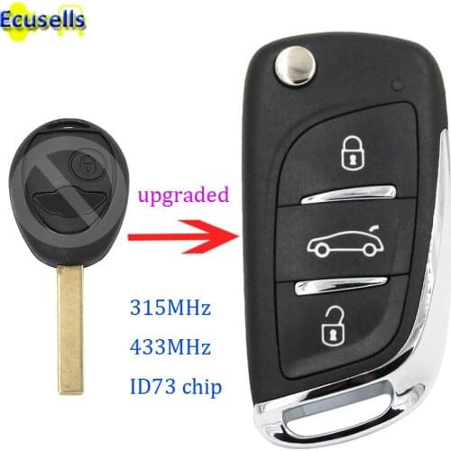 Upgraded DS style Folding flip Remote Key Fob for BMW Mini Rover 75 2002-2005 315mhz 433MHZ with ID73 Chip