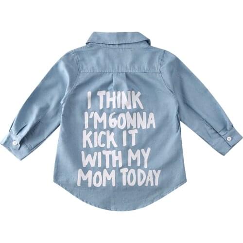 Toddler Kids Baby Girl Autumn Winter Shirts Tops Clothes Denim Letter Print Long Sleeve Tops Shirt Warm Coat Shirt Jacket 2-7Y