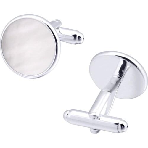Pearl Shell Cufflinks For Men Round Shape Cufflinks Vintage Brass High Quality Fashion Jewelry