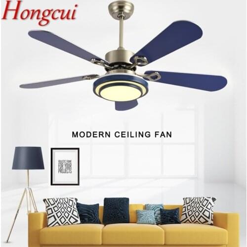 Hongcui Modern Ceiling Fan With Lights Remote Control LED 3 Colors Home Decorative for Dining Room Bedroom Restaurant