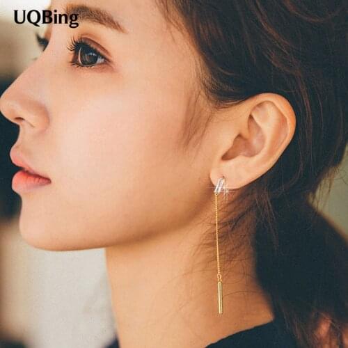 Fashion Asymmetric Gold 925 Sterling Silver Drop Earrings Sterling Silver Line Earrings For Women Free Shipping Brincos