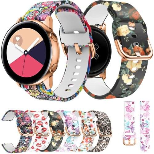 Printing Flower Silicone Band For Samsung Galaxy Watch 42mm / Active Strap Replace Wrist Band Strap For Gear S2 Classic Sport