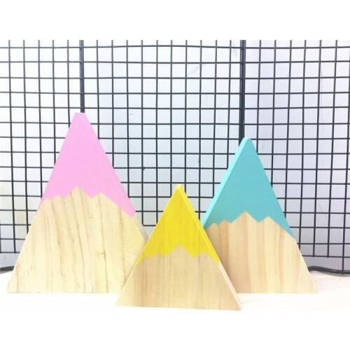 Nordic 3pcs/set Wooden Hill Blocks Toys Kindergarten Wood Mountain Decor Ornaments Kids Furniture Toy Childrens Room Decoration