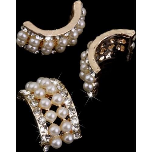10 Pieces Faux Pearl Rhinestone Flat Back Alloy Embellishments & Sew On Buttons