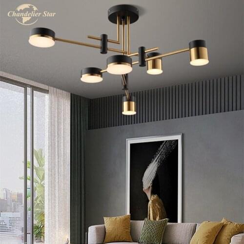 Nordic LED Chandeliers Lighting Modern Iron Acrylic Black Gold Ceiling Lamps Lustre Kitchen Bedroom Living Room Indoor Lights