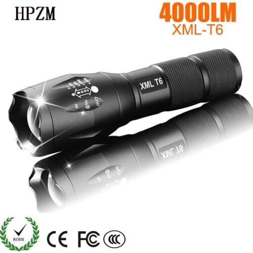 LED Rechargeable Flashlight LM-T6 linterna torch 4000 lumens 18650 Battery Outdoor Camping Powerful Led Zoomable portable light