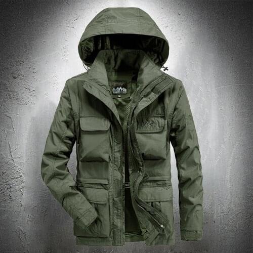 Outdoor Jacket Men Military Hiking Jacket Hooded Coat Men Camping Jacket Waterproof Lightweight Autumn Coat Men Windbreaker Coat