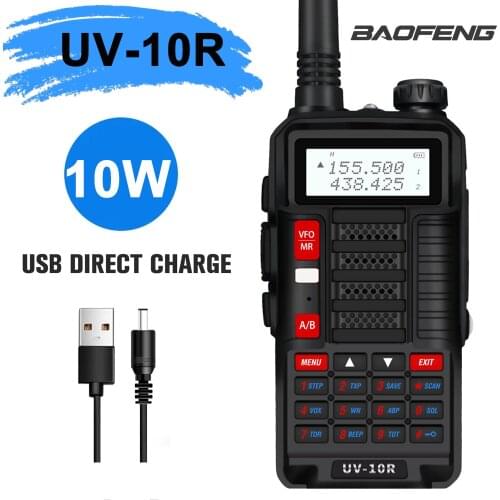 Upgraded High-power Professional Walkie-talkie Baofeng UV-10R Dualband Two Way Ham Radio USB Charging UV10R Walkie Talkie Set