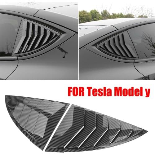 Glass Louvers For Tesla Model Y ABS Plastic Rear Quarter Glass Louvers Vent Window Cover Trim Exterior Accessories Carbon Fiber