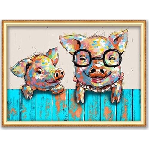 Animal Pig DIY Embroidery Cross Stitch 11CT Kits Needlework Craft Set Cotton Thread Printed Canvas Home Decoration Dropshipping