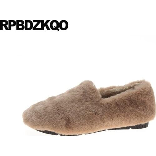 2019 round toe slip on flats women cheap shoes china latest rubber sole casual fashion winter ladies chinese comfortable fur