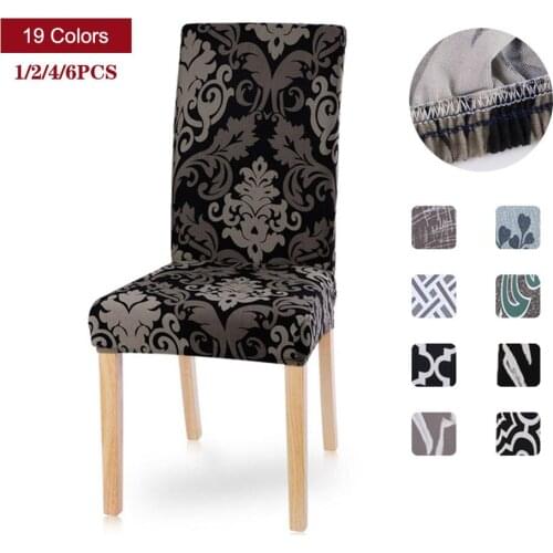 Meijuner 1/2/4/6PCS Spandex Chair Covers Printed Stretch Elastic Universal Chaircovers For Dining Room Wedding Banquet Hotel