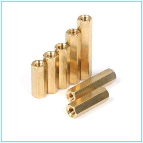 10pcs M2x 3 4 5 6 7 8 9 10-25mm Brass Hex Hexagonal Female Threaded Standoff Spacer Pillars copper nuts