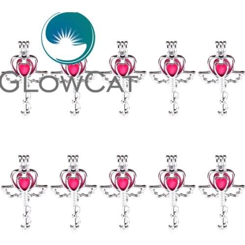 10x K543 Vintage Magic Wand Beads Cage Pendant Making Essential romatherapy Locket Fit Oyster Pearl Jewelry Supplies