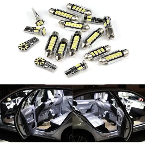 16pcs/set White LED Interior Light Indoor Dome Map Reading Makeup Mirror Light for VW Passat B5 B6 B7 Car Auto LED Lamp Bulb Kit