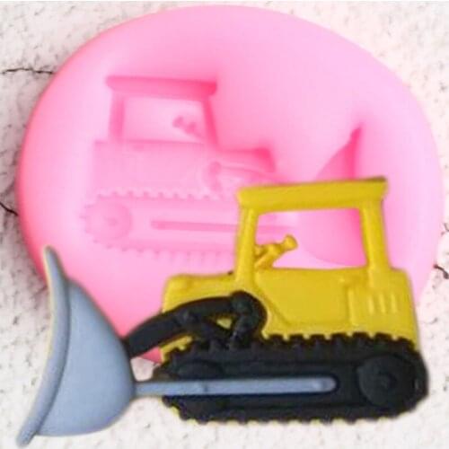3D Bulldozer Silicone Mold DIY Baby Party Chocolate Baking Molds Cupcake Topper Fondant Cake Decorating Tools Candy Clay Moulds