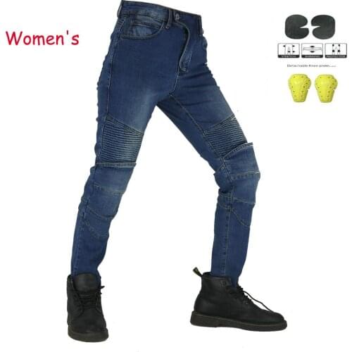 Pants with 4 pieces of protective gear Motocross riding stretch pants womens bicycle racing casual straight jeans