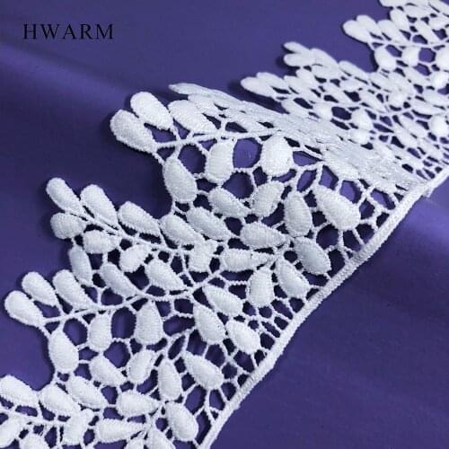 5yard High Quality White Leaf African Arts Craft Lace Fabric Ribbon 6.6cm Sewing Trim Wedding Dress Accessories Diy Women Skirt