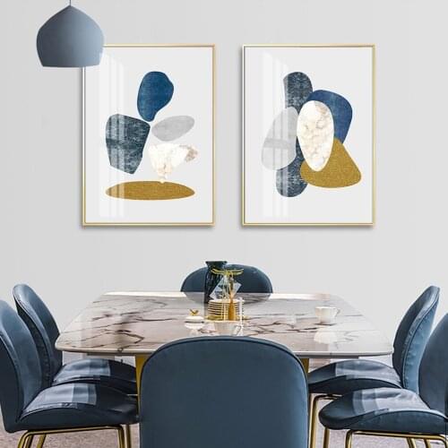 Abstract Modern Geometry Canvas Painting Marble Texture Wall Art Posters and Prints Pictures for Dining Room Interior Home Decor