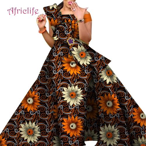 African Dresses for Women Danshiki Traditional Skirt Fashion 100% Cotton Newest Design Dresses for Wedding WY4630