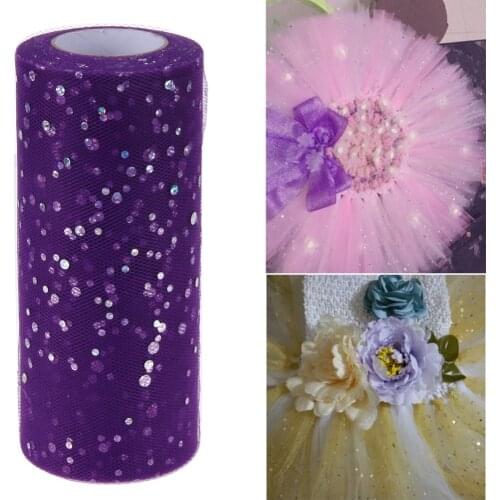 Glitter Sequin Tulle Roll Wedding Decoration 25 yards 15cm Spool Tutu Organza Laser DIY Craft Birthday Party Decoration