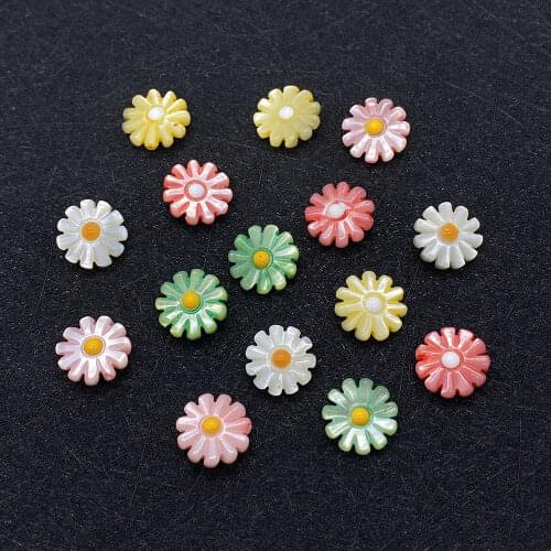 High Quality Natural 10 Pcs Carved Pearl Shell Daisy Beads for DIY Fashion Jewelry Beads for Jewelry Making