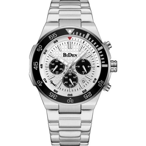 BIDEN Mens Watches Chronograph Top Luxury Brand Waterproof Quartz Stainless Steel Date Analog Male Clock Relogio Masculino