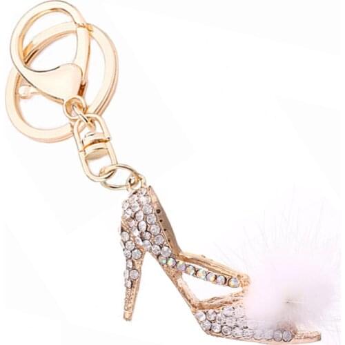 Chaveiro Fashion High-Heeled Shoe Key Chain Ring Holder llaveros Fur pom pom Car Keychain Bag Keyring Charm Pendant Gift R126