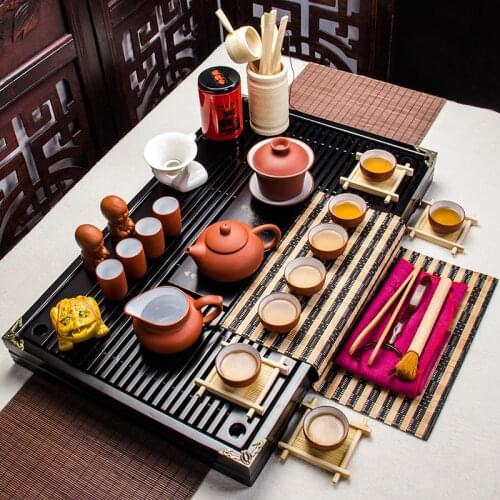Tea Cups and Saucers Sets China Gungfu Cha Tea Service with 8 Teacups Teapot GaiwanTea Infuser Tea Pet Tea Tray Tools A005