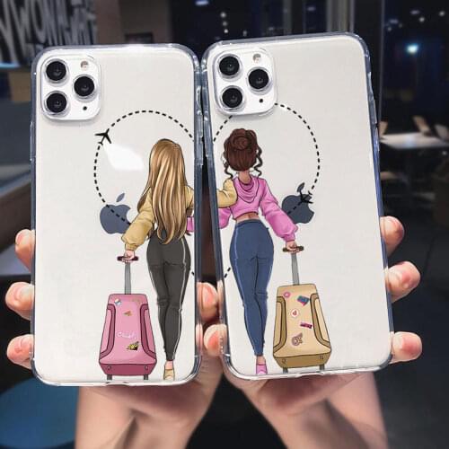 Girls Bff Best Friends Forever Soft silicone Phone Case For iPhone 12 mini 11 Pro Max 7 8 Plus 6s X XR XS Max Couple Cover Coque