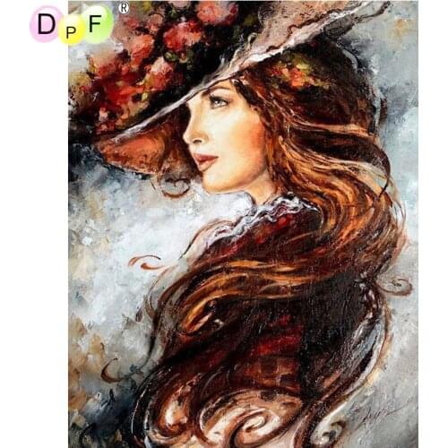DPF 5D Round full Diamond painting Cross Stitch Diamond Embroidery Needlework oil painting woman pic diamond Mosaic decor crafts