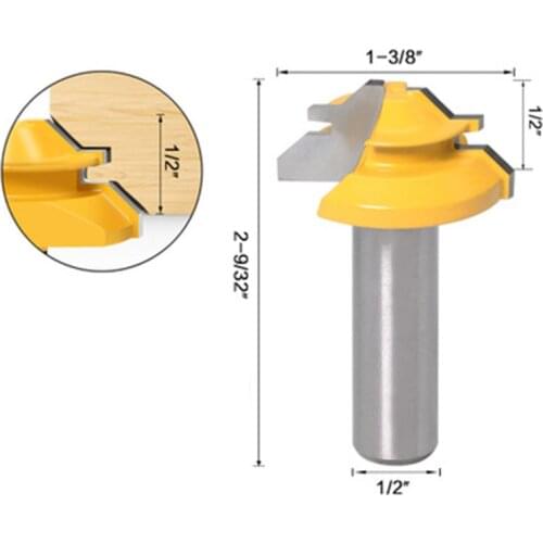 Small Lock Miter Router Bit - 45 Degree - 1/2" Stock - 1/2" 12mm Shank Tenon Cutter for Woodworking Tools