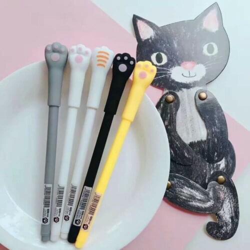 Wholesale 10pcs Cat Paws Gel Pen School Supply Stationery Writing Tool Student Black Ink 0.5mm G9-57