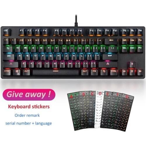 Gaming Mechanical Keyboard Game Anti-ghosting New Mix Backlit Blue Switch 87key Gaming Keyboard For PC Gamer Laptop Tablet Deskt