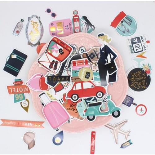 KSCRAFT 56pcs Happy Travels Paper Stickers for Scrapbooking Happy Planner/ DIY Crafts/ Card Making Decoration