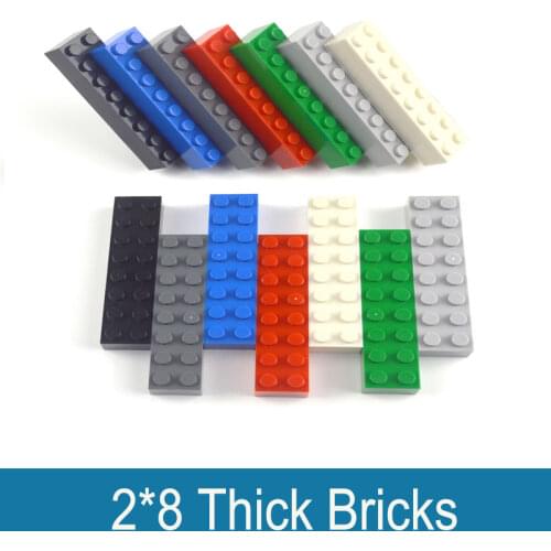 2*8 Dots Thick bricks 25pcs multiple color Educational Creative DIY Bulk Building Blocks Set Compatible All Brands Toys for Kids