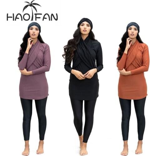 Muslim Swimsuit Black Burkinis 2021 Women Plus Size Modest Clothing Islamic Long Sleeves Muslimah Hijab Full Cover Swimwears