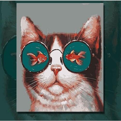 Paint by Number Diy Gift Kit Tekening Op Canvas Olieverf Picture Wall Art Home Decoration 40X50cm Frame Fantasy Cartoon Animal