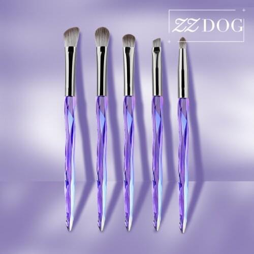 ZZDOG 5Pcs Makeup Brushes Set High-End Transparent Crystal Handle Fluffy Powder Eye Shadow Eyebrow Brush Cosmetic Beauty Tools